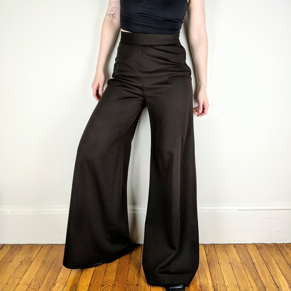 VTG 70s Chocolate Brown High Waist Wide Pants